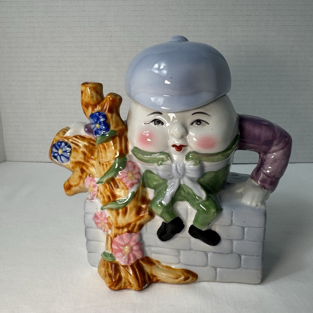 Vintage Feitx Humpty Dumpty Figural Teapot Hand Painted Ceramic Collectible